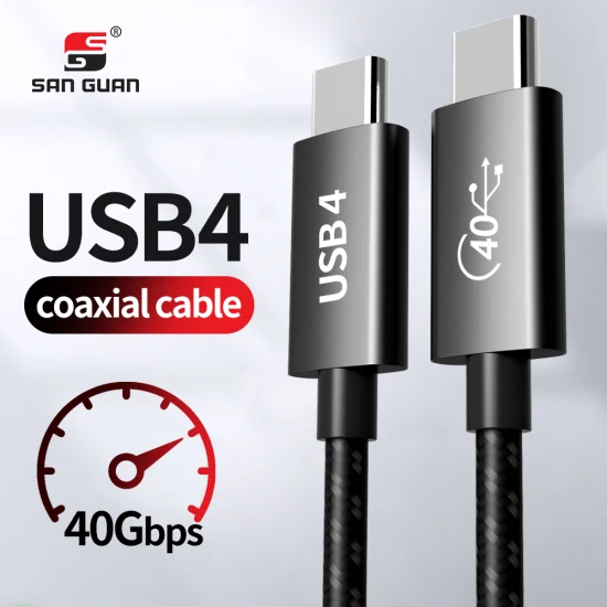 Venta directa de fábrica Línea coaxial USB 4.0 100W C a tipo C Cable de carga rápida de transmisión de datos con cobre estañado